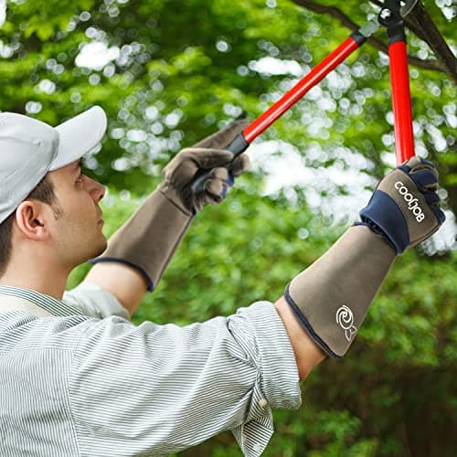 COOLJOB Thorn Proof Rose Pruning Garden Gloves for Men, Long Sleeve Padded Yard Work for Bush, Blackberry, Cactus, Heavy Duty/Puncture Resistant/Machine Washable, Large, Navy