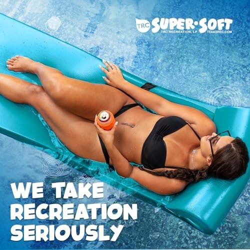 TRC Recreation Sunsation Vinyl Coated Foam Swimming Pool Float Mat Adult Lounger with Built-in Roll Pillow