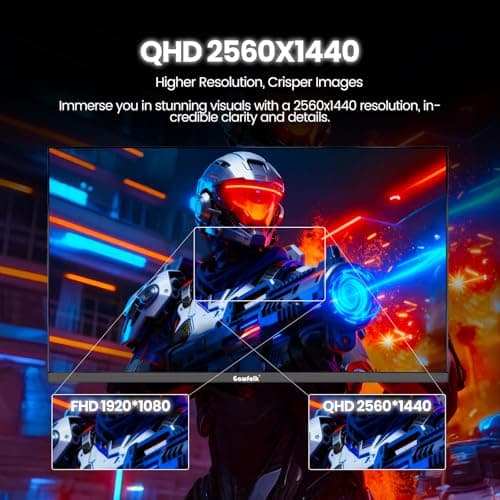 Gawfolk 27 Inch Gaming Monitor IPS 120Hz, QHD 2560 * 1440p PC Monitors, Computer Screen for Home & Office, Support HDMI & DP, Wall Mount Compatible 75 * 75mm, Black