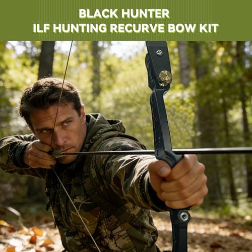 Black Hunter ILF Hunting Recurve Bow Kit for Adults, 62" High-Performance Archery Bow Set, CNC ILF Riser, Carbon-Graphite Foam Core Limbs, Right-Handed, 30-60 Lbs