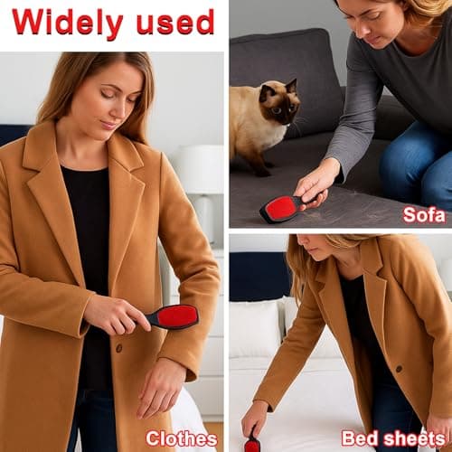 3 Pack Lint Brushes for Clothes, Double-Sided Lint Remover Brush, Reusable Pet Hair Remover, Sheet and Carpet Cleaning Brush for Clothes Sheet Carpet Furniture Fabric