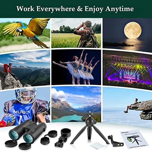 Adorrgon 12x42 HD Binoculars for Adults High Powered with Phone Adapter, Tripod and Tripod Adapter - Large View Binoculars with Clear Low Light Vision - Binocular for Bird Watching Cruise Travel