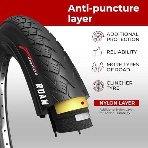 Fincci Pair 700x35c Tire Foldable 37-622 with 1mm Antipuncture Protection for Cycle Road Mountain MTB Hybrid Touring Electric Bike Bicycle with 700 x 35c Tires - Pack of 2