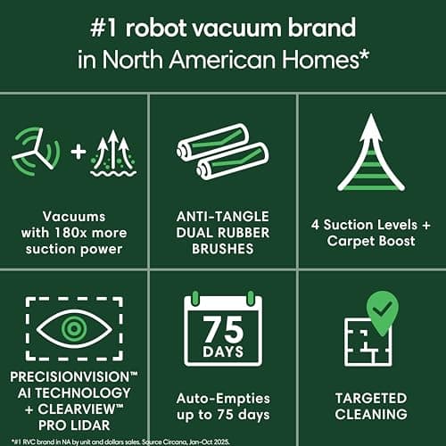 iRobot Roomba Max 705 Vac Robot Vacuum + AutoEmpty Dock - Extreme Power-Lifting Suction, Anti-Tangle Dual Rubber Brushes, Self-Empties, Recognizes and Avoids Obstacles, LiDAR Navigation