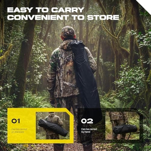 Hunting Blind, 360 Degree See Through Pop Up Deer Blind for 1-2 Person, Silent Sliding Windows,Ground Blind with Carry Bag, Camouflage Hunting Tent for Deer Turkey Duck Hunting