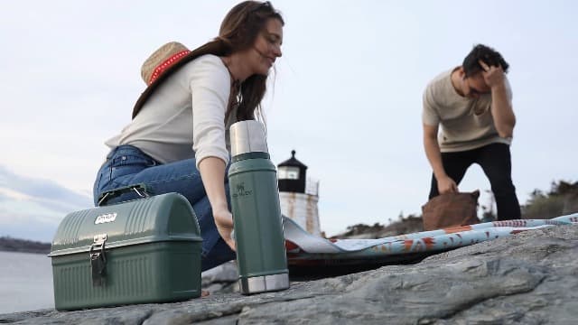 Stanley Classic Legendary Vacuum Bottle 20 oz | Wide Mouth with Leakproof Cup Lid | Keep Drinks Hot or Cold | Packable for Travel | Insulated Stainless Steel Thermos | BPA-Free | Hammertone Green