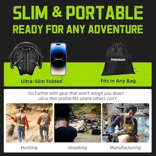 PROHEAR 022 Electronic Ear Protection for Shooting & Hunting - 29dB SNR Noise Reduction, 5X Sound Amplification, 4 Omnidirectional Microphones, HD Speakers - Gun Range Hearing Protection Muffs,Black