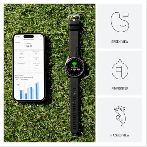 Garmin Approach® S44, Essential Golf GPS Smartwatch, AMOLED Display, On-Course Features, Silver Aluminum Bezel with Black Silicone Band