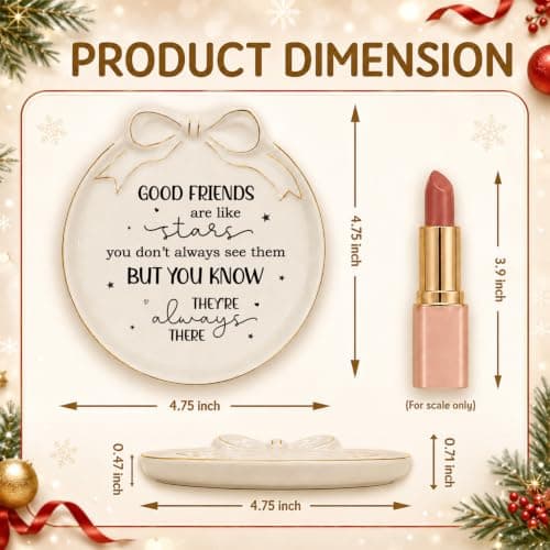 Jewelry Tray with Bow - Good friends are like stars - Gifts for Friends, Bestie, BFF, Sisters - Decorative Trinket Dish - Birthday Gift for Women - Friendship Gifts - Sentimental Keepsake B0GXKCKVR7