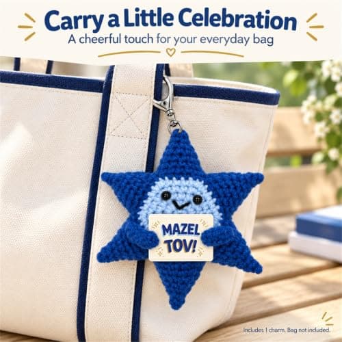 Crochet Star of David Plush, Mazel Tov Bat Mitzvah Gift B0HKSW45VK