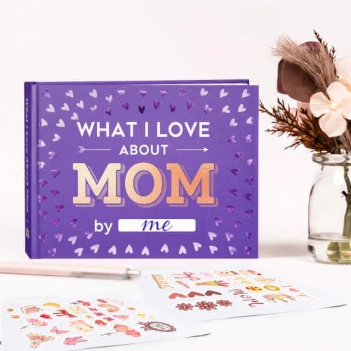 What I Love about Mom Book - Fill-in-the-Blank Book - Moms Christmas Gift from Daughter, Son, Kids - Birthday Gifts for Mom, Mothers, Women - Stocking Stuffer for Moms for Christmas, Mothers Day, Birthday & More