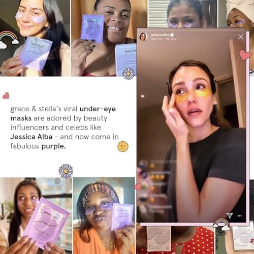 grace & stella Retinol Under Eye Patches for Puffy Eyes & Dark Circles - Restoring Gel Under Eye Masks with Hyaluronic Acid - Christmas Gifts for Teens, Birthday Gifts for Women (Purple, 24 Pairs)