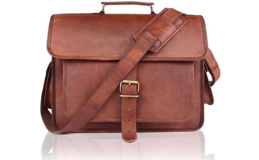 ANUENT Genuine Brown Leather Laptop Messenger Bag for Men and Women | Rugged Leather Satchel | Professional Business Briefcase | Crossbody Computer Bag