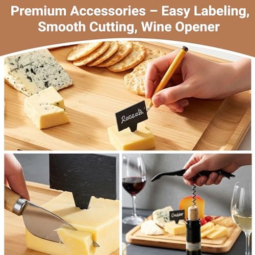 Charcuterie Board Set – Premium Bamboo Cheese Board with Slide-Out Knife Drawer – Complete Hosting Set for Wine Nights & Parties – Perfect Housewarming Gift and Wedding Gift for Couples