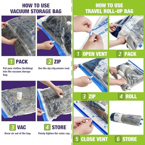 HIBAG Vacuum Storage Bags with Electric Pump, Vacuum Seal Space Saver Bags for Clothes, Clothing, Pillows, Blanket Bedding Comforters, Combo 20 pack
