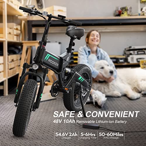 TotGuard Electric Bike,20" Electric Bike for Adults Peak 750W Brushless Motor,20MPH Fat Tire Ebike,Foldable Adult Electric Bicycles with 48V 10Ah Removable Battery,7-Speed,SGS Certified to UL 2849