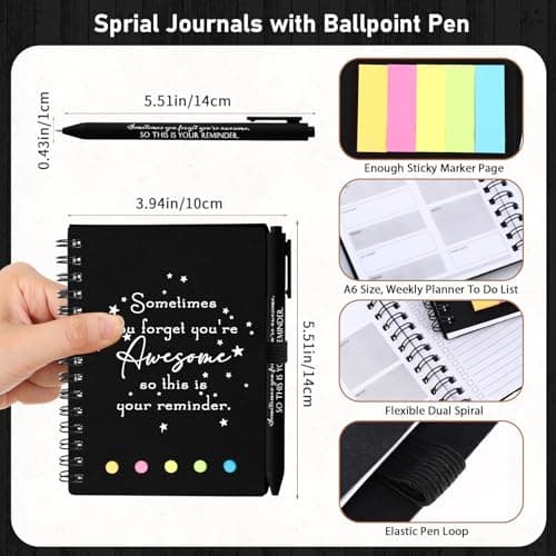 Appreciation Gift for Dsp Ma Coworker Office Staff, Customer Service Week, Thank You A6 Notebook Planner with Sticky Note Pen Resurhang 24 Set Customer Service Appreciation Gift for Staff, Black B0DG5J24WP