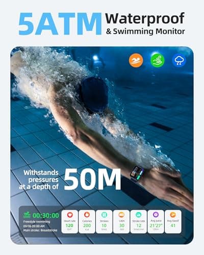 Parsonver Parsonver Smart Watch, 5ATM Waterproof Watch for Swimming, Fitness Activity Tracker with 110+ Sports Modes, Heart Rate/Sleep/SpO2/Calories Monitor, Pedometer, Fitness Watch for Android & iPhone, Black