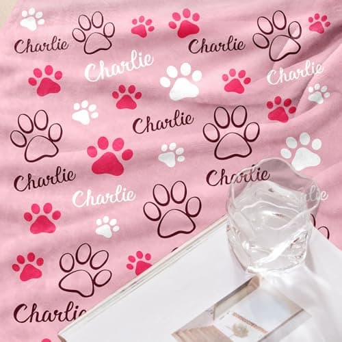 Personalized Dog Blanket, Customized Pet Blankets with Name Picture, Throw Blanket for Small Medium Large Dog Puppy Cat