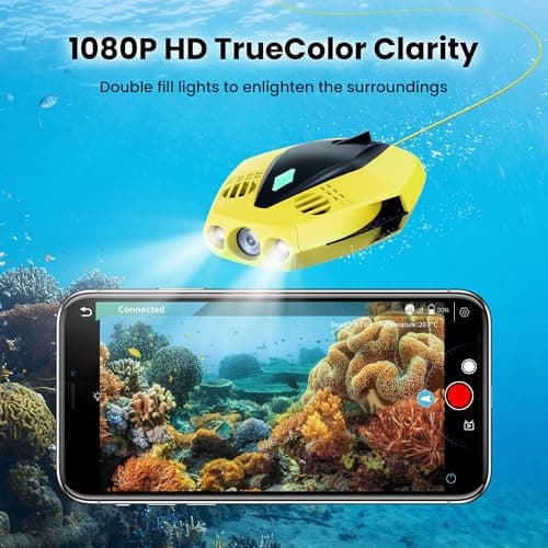 Chasing Dory Underwater Drone - Palm-Sized 1080p Full HD Underwater Drone with Camera for Real Time Viewing, APP Remote Control Purple (Yellow)