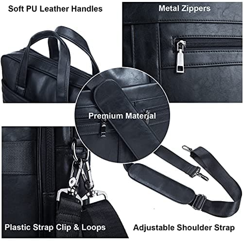 seyfocnia Men's Leather Messenger Bag, Laptop Briefcase Business Satchel Computer