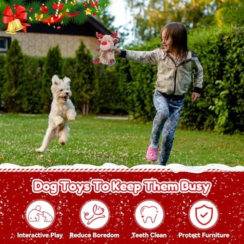 loncoldy Christmas Dog Toys, Funny Squeaky Reindeer Toy with Crinkle Paper Attract Pets, Interactive Plush Chew Toys, Adorable Christmas Elk Dog Gifts for Small Medium Large Dogs B09QHY2RQH