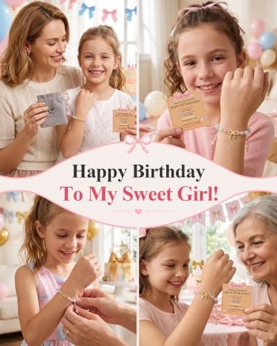UPROMI 8/9/10 Year Old Girl Birthday Gifts - Bow Crystal Bracelet B0HD6CWC7K