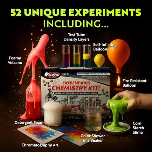 52+ Experiments Chemistry Set Science Toys, STEM Projects with 51+ Tools, Kids Science kit, Science Experiments for Kids Gift Playz Extreme Chemistry Educational Science Kits for Kids Age 8-12 B08HSFDZP6