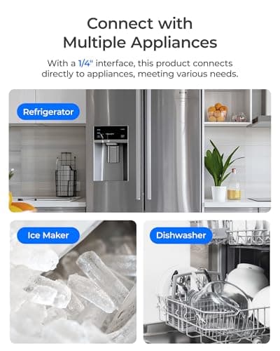 Waterdrop 15UC-UF 0.01 μm Inline Water Filter for Refrigerator, 2 Years, In Line Water Filter for Icemaker, Ideal for Ice Maker, RV, Refrigerator, 1/4 inch Direct Connect, NSF/ANSI 42 Certified