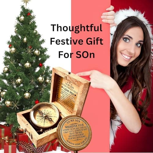 Gift for Son from Mom Dad | Engraved Compass 2" - Father to Son Gifts, Mom to Son Gifts for Graduation 2025, Birthday Baptism Confirmation Communion