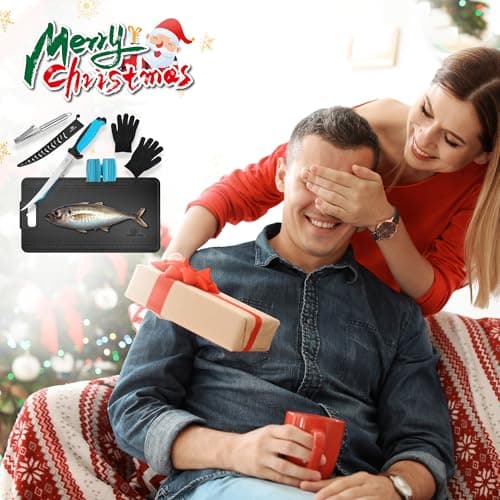 Mossy Oak Fish Fillet Knife Set, 5 PCS Fish Cleaning Kit Includes 7" Fishing Knife, Non-Slip Fish Fillet Mat, Knife Sharpener, Fish Scaler Remover and Cut Resistant Gloves, Fishing Accessories Gifts