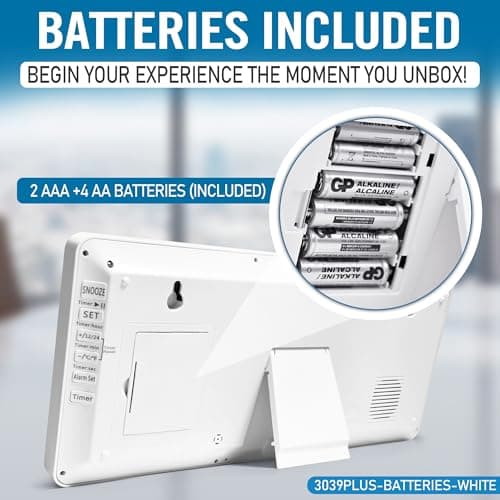 Large Digital (6" Numbers) Wall Clock Battery Operated, 18.4" Walll Clock Display with Day, Date & Temperature, Large Wall Clock for Bedroom, Livingroom, Office