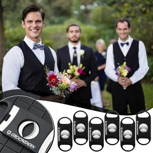 Lasnten 6 Pcs Groomsmen Wedding Gift for Best Man Groomsman, Stainless Steel Cutter for Best Groomsmen Gift Wedding Favors(5 Groomsman and 1 Best Man) B0DP7DBHLW
