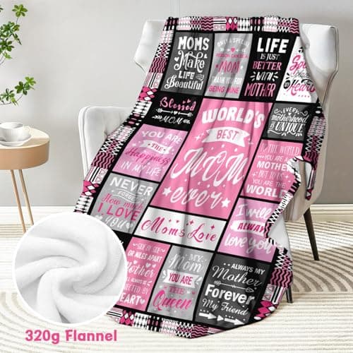 Soft Cozy Keepsake for Christmas, Valentine's Day, Mother's Day and More Mom Birthday Gifts from Daughter, Best Mom Ever Blanket 50"x60" B0DDSJTY5V