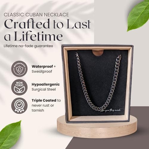 Love You This Much Promise Cuban Chain Necklace for Him, 7mm Thick, Sentimental Gift for Him, BF Gift for Birthday, Gift Ideas for Boyfriend