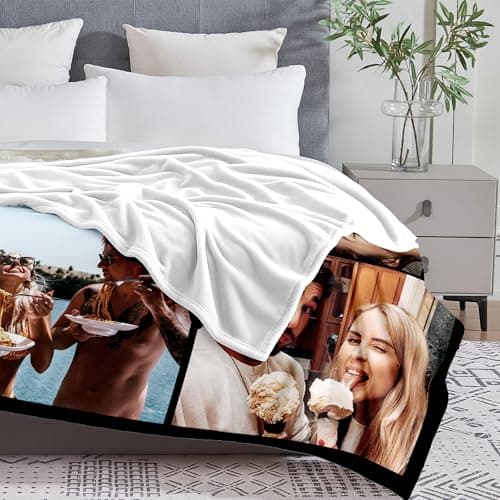 Yofair Ships Next Day, Custom Blanket with Picture Soft Fleece Throw Blanket Anniversary Couple Gifts Personalized Photo Blankets Birthday Gifts for Women Boyfriend Girlfriend Wife Husband B0FM3VF654