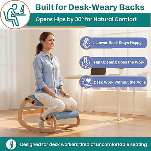 NYPOT Ergonomic Kneeling Chair with Adjustable Seats - Knee Chair for Posture Correction & Kneel Rocking Stool for Desk - Back Pain Relief for Home and Office, Supports 250 pounds - 5 Years Warranty