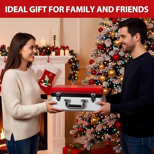 EcoVibe EcoVibe Trading Card Storage Box, Aluminum Alloy Card Case Holds 600+ Toploaders & One-Touch Holders, Sports Card Storage for 3" x 4" 35pt Rigid Card Holders (Red)