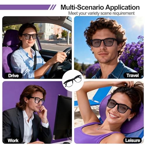 AI Smart Wireless Bluetooth Translation Glasses for Men/Women with Speakers/Bluetooth&140+ Languages Translation Sports/Travel/Drive/Busniess (C1+AI+Color Change Lenses+Black)