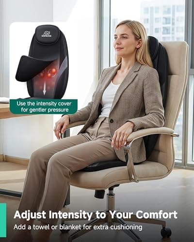Snailax 2026 Upgraded Shiatsu Roller Back Massager with Heat Massage Chair Pad Kneading Back Massager for Pain Relief Deep Tissue Chair Massage Pad for Office Home