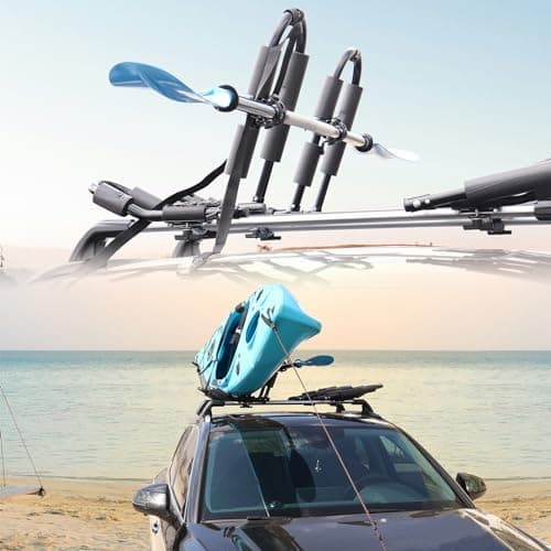 FORWODE Premium Kayak Roof Rack, 2 Pair J-Bar Roof Rack, Folding Adjustable Rack, Heavy Duty Kayak Roof Carrier 2 Kayak, Canoe, SUV, Surfboard on SUV, Car and Truck Crossbar
