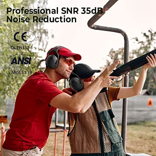 SNR 35dB Hearing Protection Ear Muff, Effective Ear Protection, Noise Cancelling Headphones for Adults Kids Mowing Autism, Adjustable Noise Cancelling Ear Muffs, Safety Earmuffs with Storage Bag