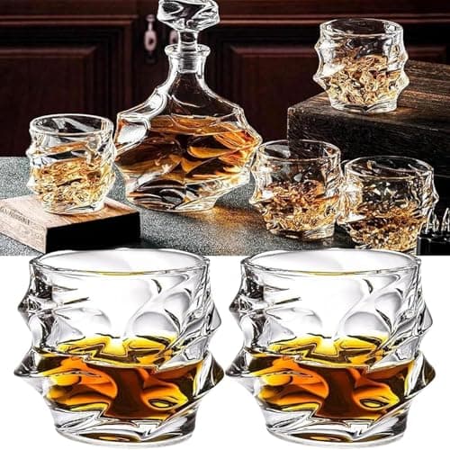 Whiskey Glasses Set of 5,Japanese Heavy Crystal Bar Glassware Old Fashioned Whiskey Glasses,Rocks Glasses Set Bourbon Gifts for Christmas for Father Men