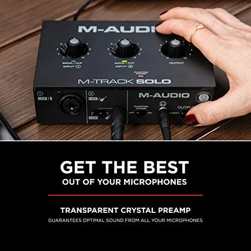 M-AUDIO M-Track Solo USB Audio Interface for Recording, Streaming and Podcasting with XLR, Line and DI Inputs, Plus a Software Suite Included