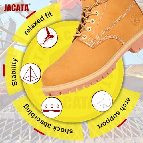 Jacata Men's Water Resistant Leather Work Boot Rubber Sole Construction Oil Resistant Utility Industrial Boots