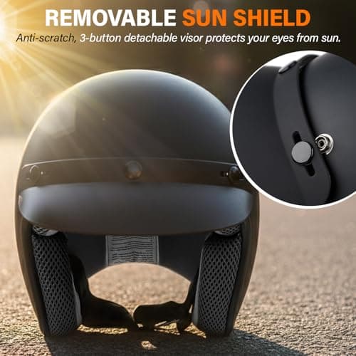 XFMT DOT Unisex-Adult Motorcycle Open Face 3/4 Helmet Retro Style Cruiser Chopper Scooter