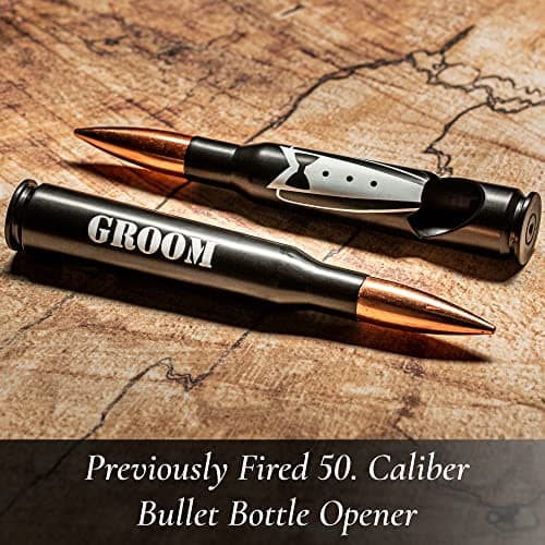 Engraved 'GROOM' 50 Cal Bottle Opener - Wedding Gift for Groom