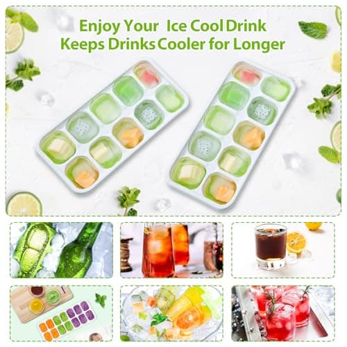 DOQAUS Ice Cube Tray with Lids - 4 Pack Stackable Silicone Ice Trays for Freezer, BPA & LFGB Safe, Easy Release for Kitchen, RV, Cocktail, Coffee, Soup & Food