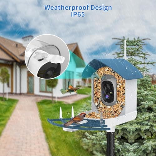 Bird Feeder with Camera,AI Identify Birds Species,Smart Bird Camera with Solar Powered,Auto Record FHD Birds Video in Backyard,Instant Notifications,Ideal Gift for Family and Bird Lovers,Navy Blue