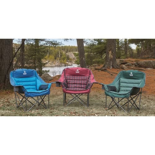 Guide Gear Oversized Extra Large Padded Camping Chair, Portable, Folding, Large Camp Lounge Beach Chairs for Outdoor, Adults, Men and Women, Heavy-Duty 400 Pound Capacity, with Cup Holder Blue